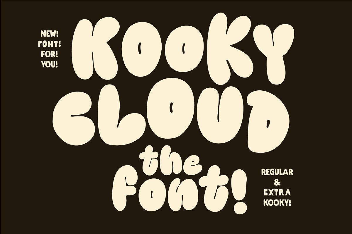 Kooky Cloud! Unique Bold Bubble Font Digital Font Download