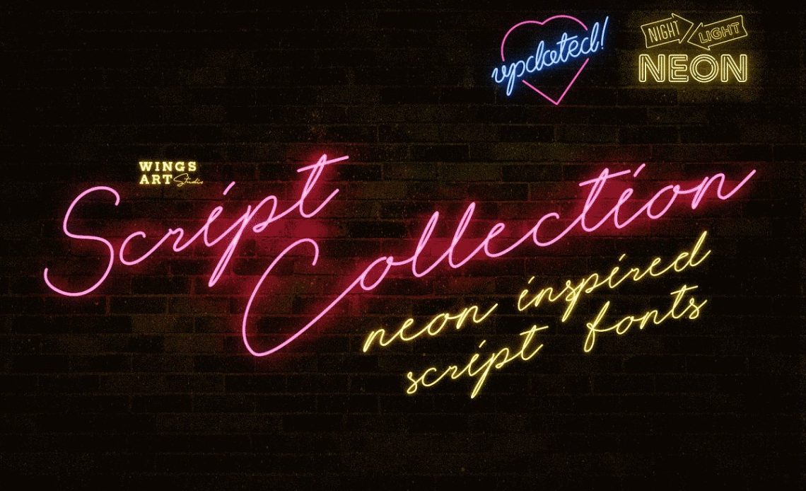 Night Light: The Neon Script Fonts Digital Font Download